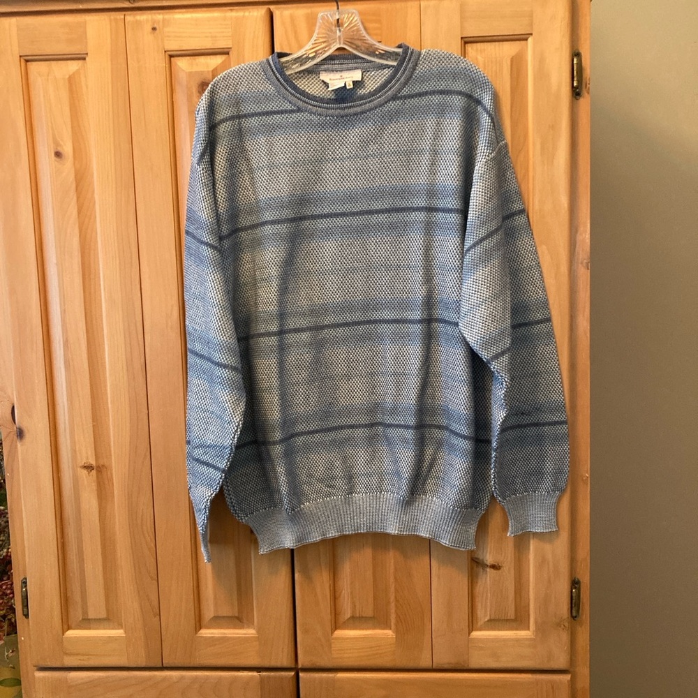 Vintage Ermenegildo Zegna Light Blue and Gray Crewneck Sweater
